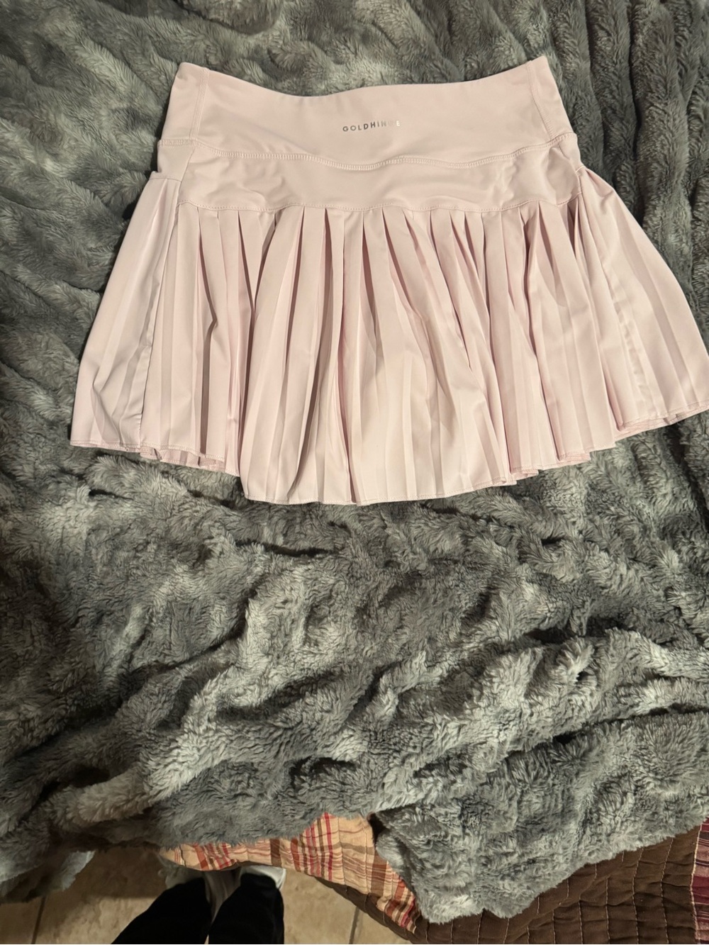 Goldhinge  Pleated Light Pink Athletic Mini Skirt by Goldhawk